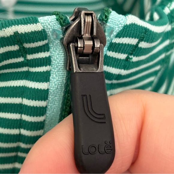 Lolë Women’s Large Green Striped Full Zip Jacket UPF 50+ Wicking Stretch - Picture 5 of 16